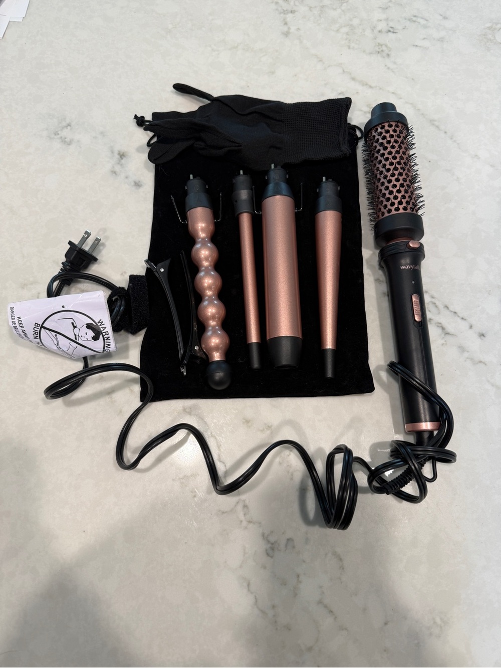 Wavytalk 5-in-1 Rose Gold Curling Wand set